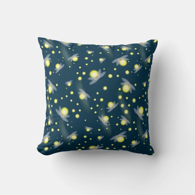 Coussin Les lucioles éthérées à la Motif de nuit (Recto)