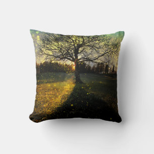 Coussin Les lucioles magiques paysage onirique