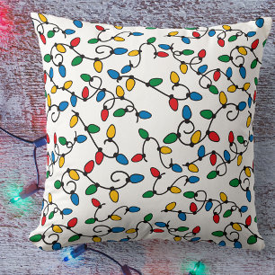 Coussin Les lumières de Noël en bleu rouge vert et jaune