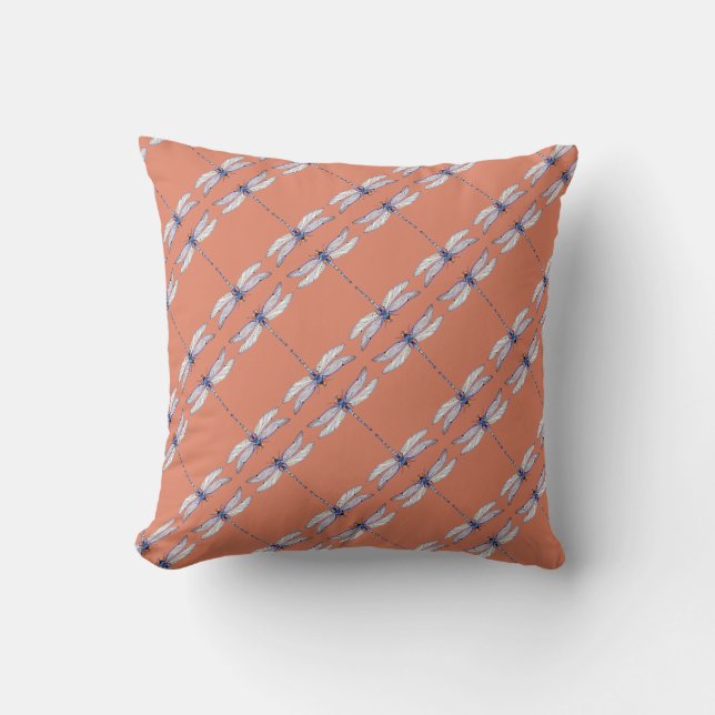 Coussin Les merveilleuses libellules répétées sur Terra Co (Recto)