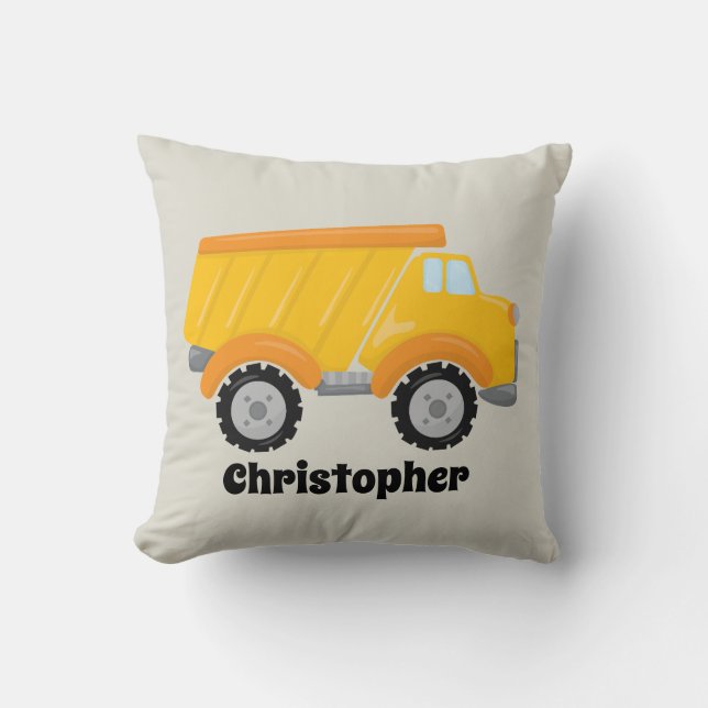 Coussin Les mignons garçons ajouter nom benne camion déco  (Recto)