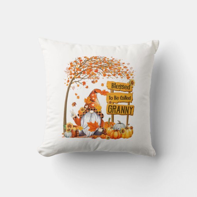 Coussin Les Noël Heureux D'Être Appelés Granny Fall Gnome (Recto)