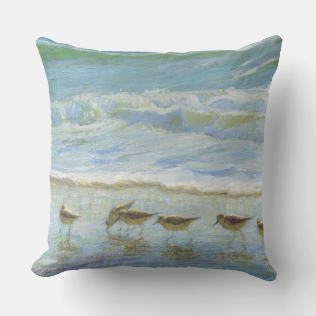 Coussin Les oiseaux de rivage, une journée à la plage (Recto)