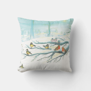 Coussin Les oiseaux forestiers en hiver