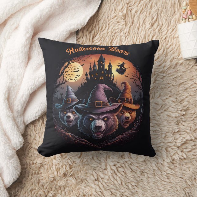 Coussin Les ours d'Halloween projettent des sorts sous une (Couverture)