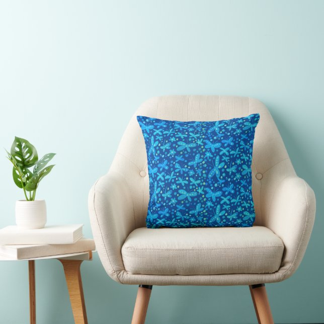Coussin Les papillons bleus lancent l'oreiller (Chaise)
