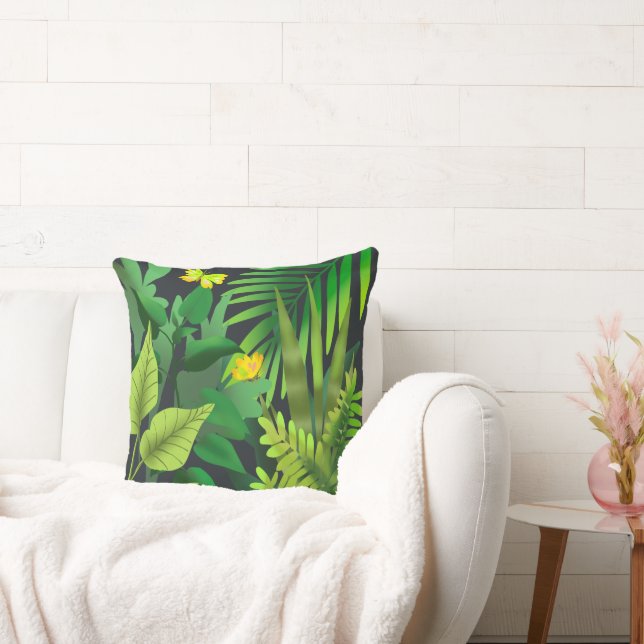 Coussin Les papillons vert et jaune de la jungle jettent l (Canapé)