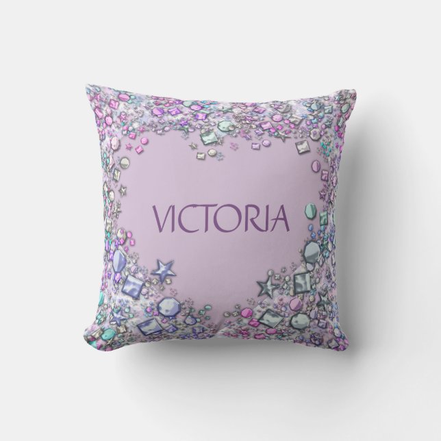 Coussin Les parties scintillantes pourpres Jewels le (Recto)