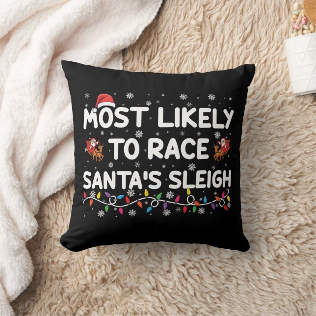 Coussin Les Plus Probables À La Course Santas Sleigh Noël  (Couverture)