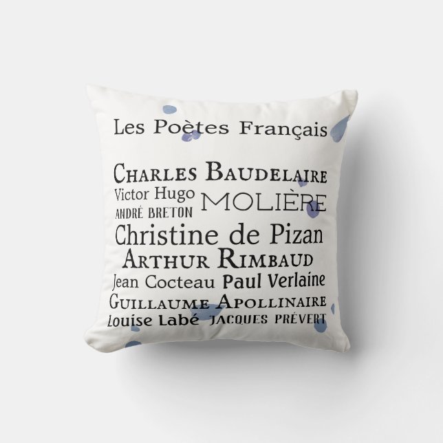 Coussin Les poètes français lancent l'oreiller (Recto)