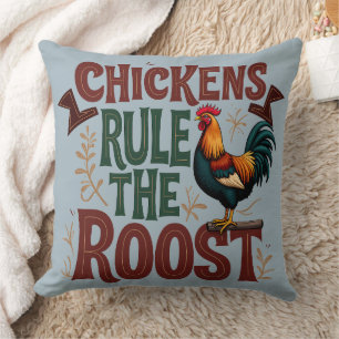 Coussin Les poulets gouvernent la ferme rustique la plus p