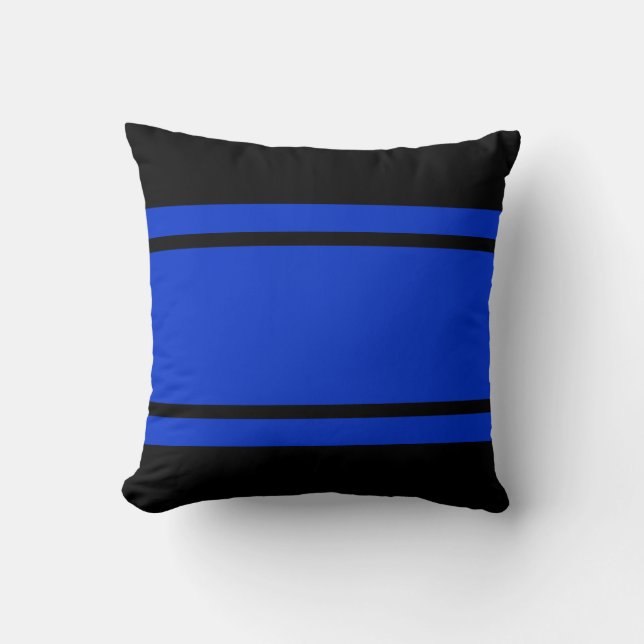 Coussin Les rayures bleues de course noire ajoutent le (Recto)