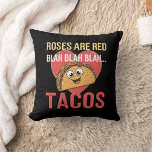 Coussin Les roses sont rouges, blabla tacos Saint-Valentin