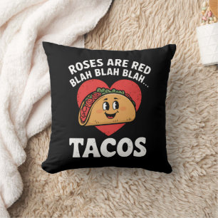 Coussin Les roses sont rouges, blablabla tacos drôle de la