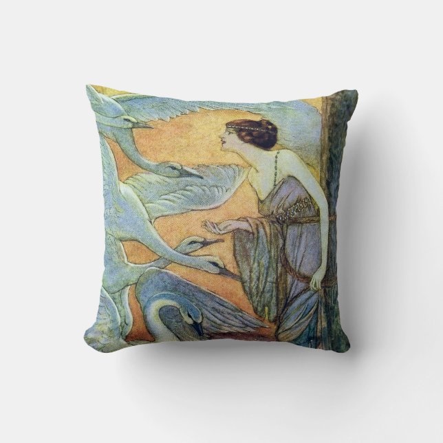 Coussin Les six beaux-arts d'Eleanore Abbott de cygnes (Recto)