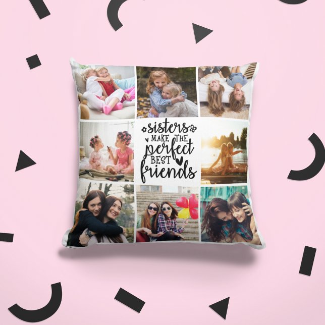 Coussin Les soeurs font le parfait meilleur collage photo  (Créateur téléchargé)