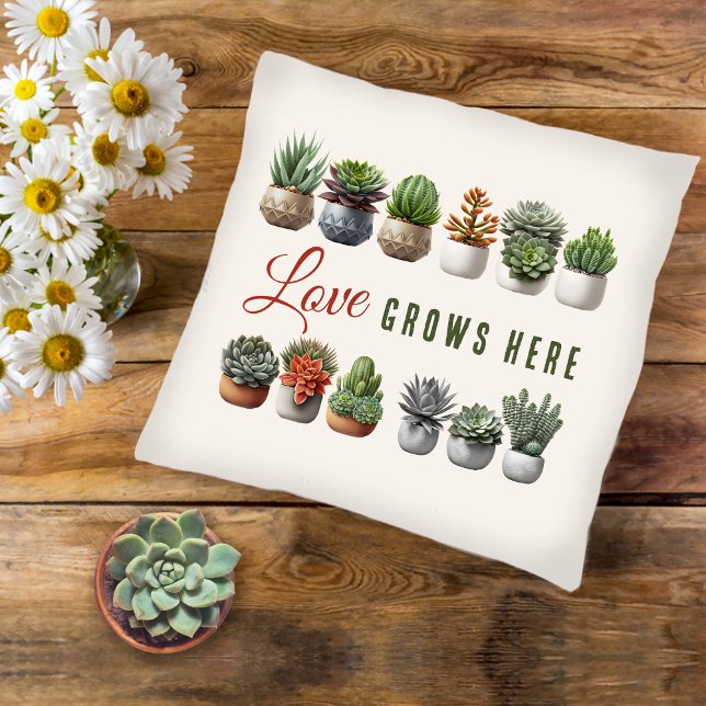Coussin Les succulents aiment grandir ici (Créateur téléchargé)