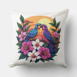 Coussin Les tourterelles vibrantes au coucher du soleil av