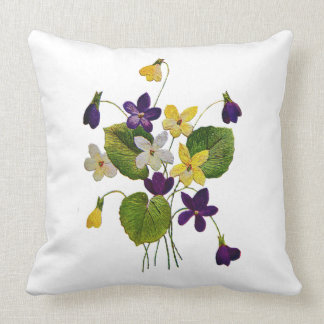 Coussin Les violettes blanches, pourpres et jaunes ont
