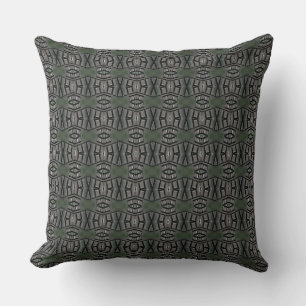 Coussin Les visages en Gris et Moss Green Thlow