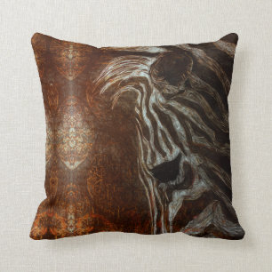 Coussin Les zèbres africains en blanc sur la Brown et l'o