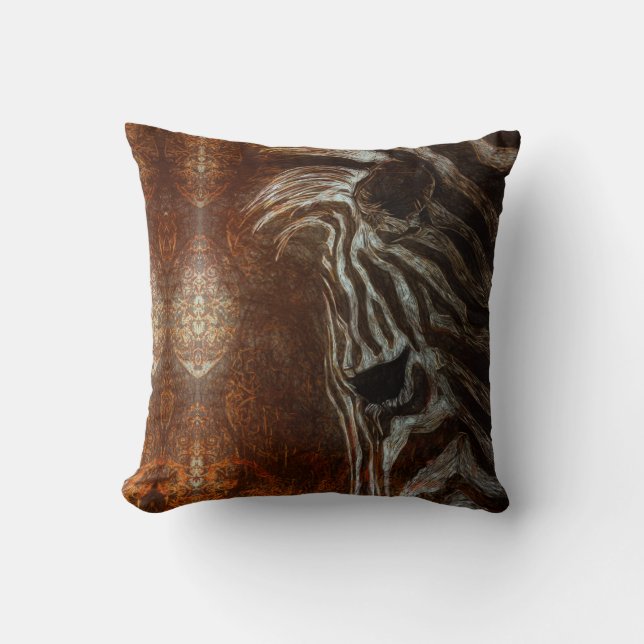 Coussin Les zèbres africains en blanc sur la Brown et l'or (Recto)
