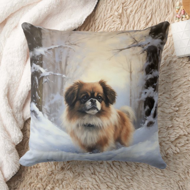 Coussin L'Espagnol Tibétain Laissons Il Neige Noël (Couverture)