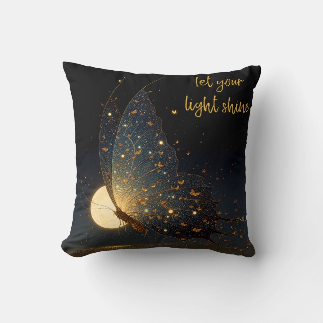 Coussin Let Your Light Shine – Magical Butterfly & Moon (Recto)