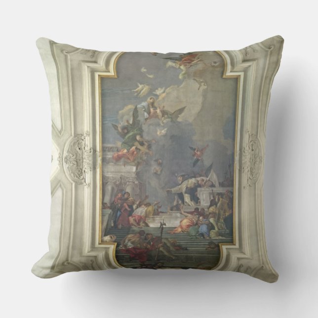 Coussin L'établissement du chapelet par St Dominic (fres (Recto)