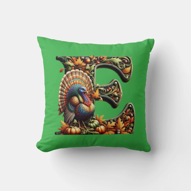 Coussin Letter E Thanksgiving style gift  (Recto)