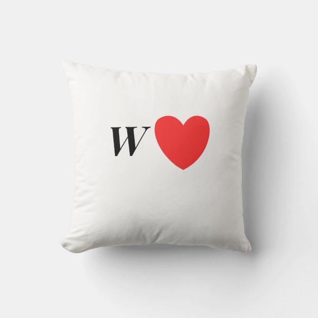 Coussin Letter W Heart - Valentine Initial Love Design (Recto)