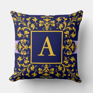 Coussin Lettre A dorée baroque style monogramme classique 