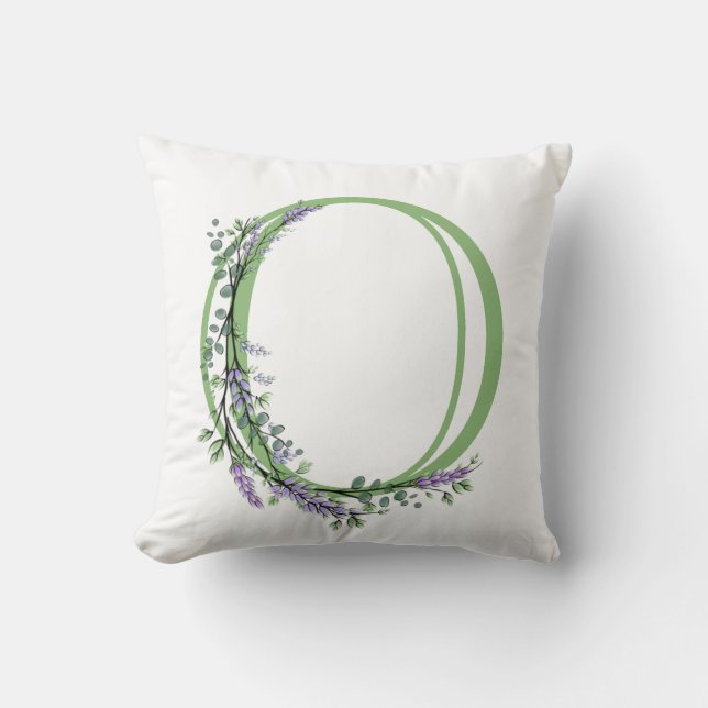 Coussin Lettre alphabétique O Lavender Eucalyptus monogram (Recto)