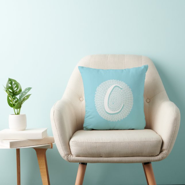COUSSIN LETTRE BLANCHE BLEUE C (Chaise)