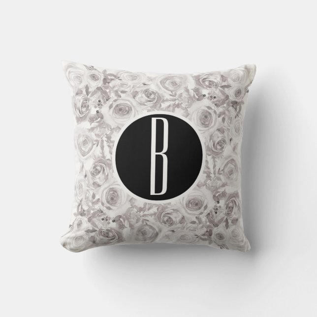 Coussin LETTRE BLANCHE Rose D'Hiver Russe (Recto)