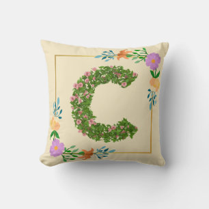 Coussin Lettre C de l'alphabet floral