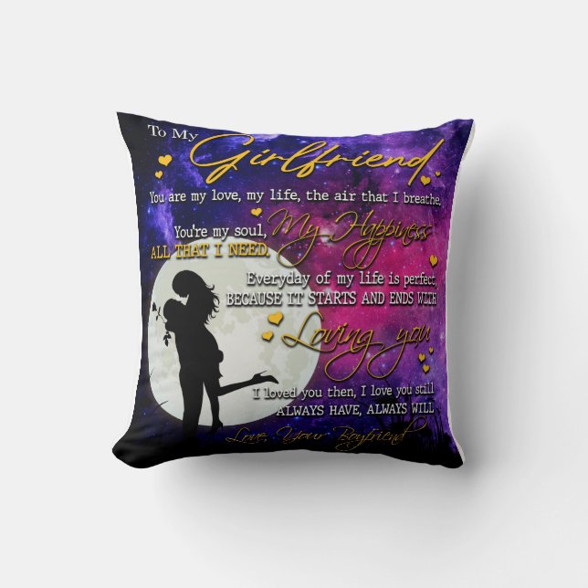 Coussin Lettre D'Amour À Ma Petite Amie Du Petit Amie (Recto)