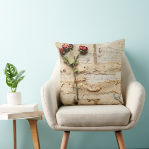 Coussin Lettre d'amour florale vintage intemporelle