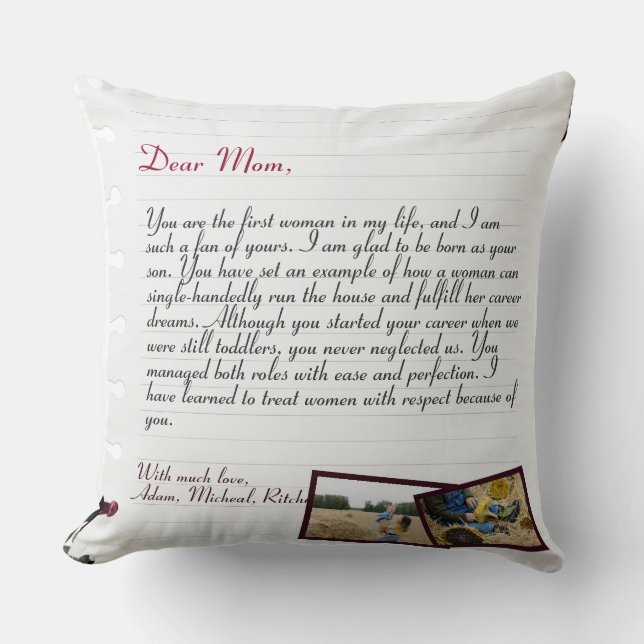 Coussin Lettre d'amour personnalisée chic manuscrite et ph (Recto)