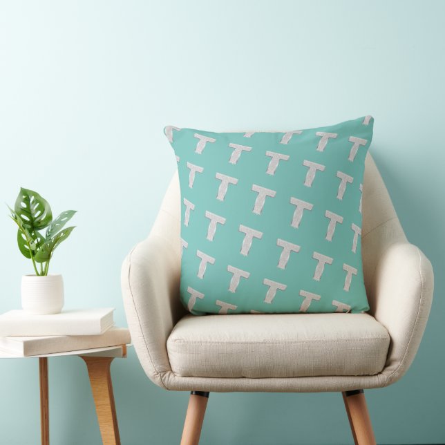 Coussin Lettre d'argent à la menthe T (Chaise)