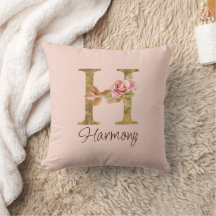 Lettre de nom personnalisée H Roses roses blush en