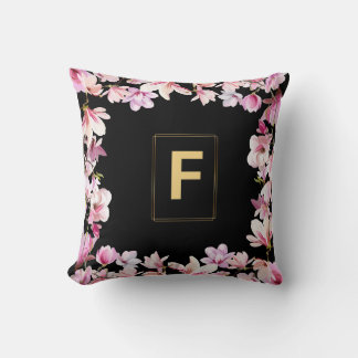 Coussin Lettre F Monogramme Floral mignon Cadre