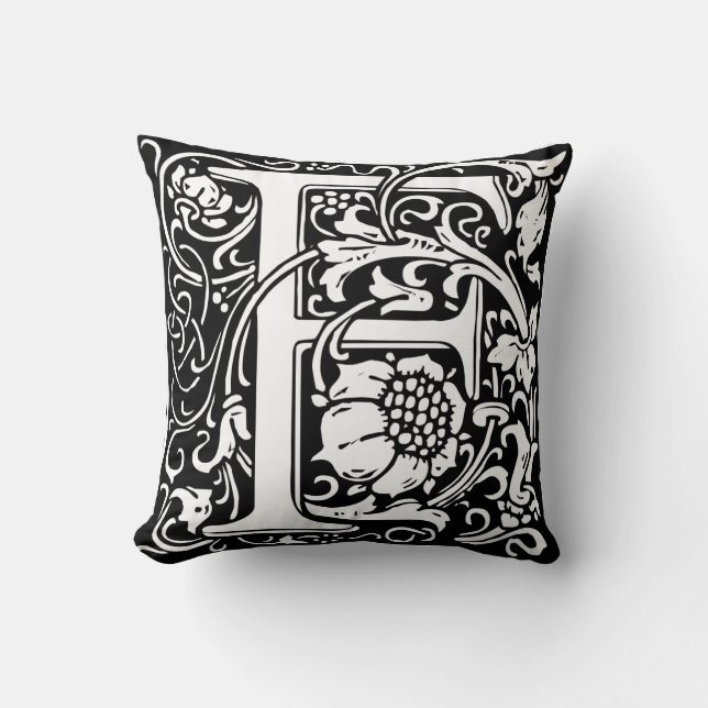 Coussin Lettre F Monogramme médiéval Art Nouveau (Recto)