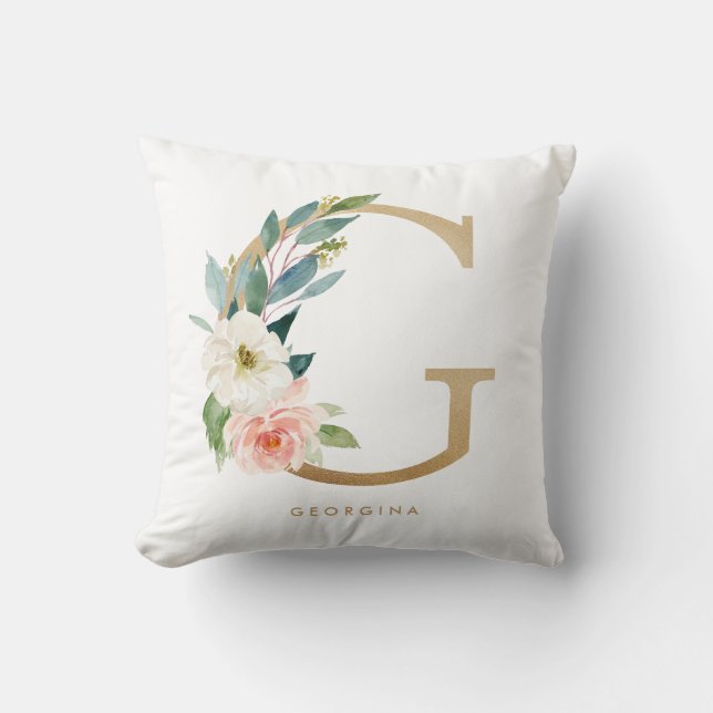 COUSSIN LETTRE FLORE D'OR FAUX G MONO (Recto)