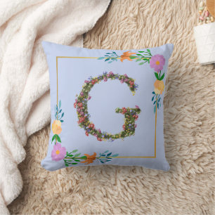 Coussin Lettre G de l'alphabet floral