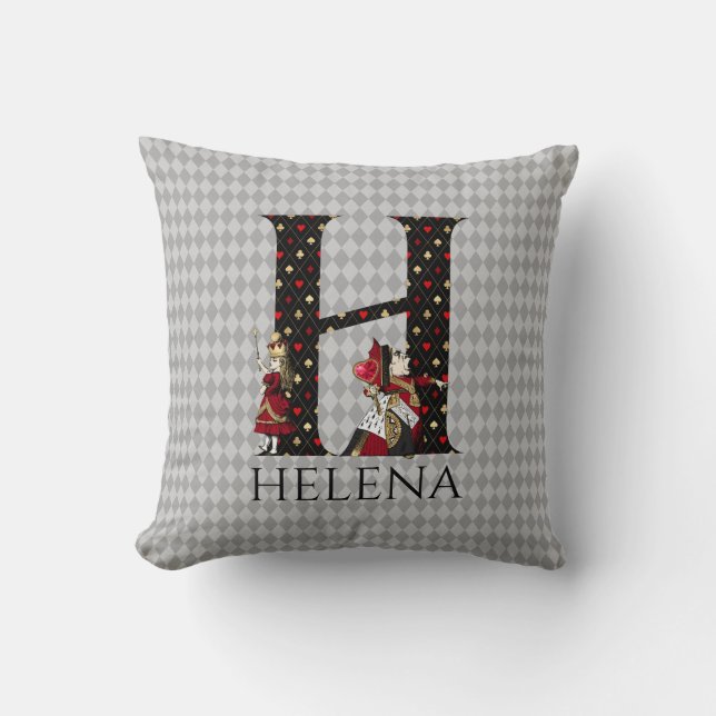 Coussin LETTRE H DU COEUR D'ALice ET DE LA Reine DES COEUR (Recto)