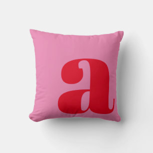 Coussin Lettre initiale de monogramme gras rose rouge ludi