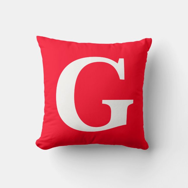 Coussin Lettre initiale Monogramme Rouge Blanc Plaine Simp (Recto)