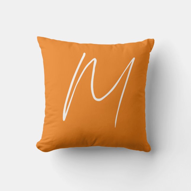 Coussin Lettre initiale Monogramme Style moderne Orange Bl (Recto)