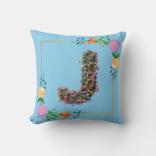 Coussin Lettre J de l'alphabet floral